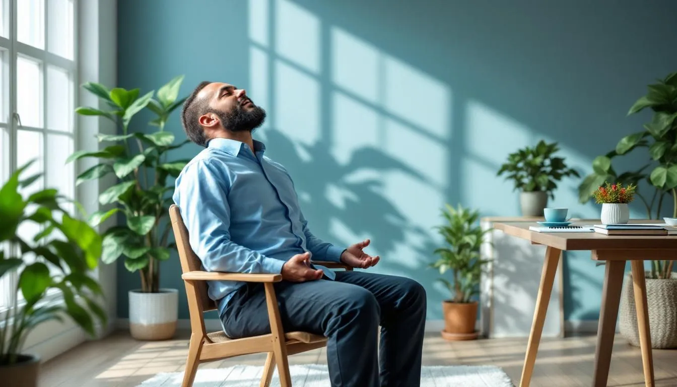 Représenatation de meilleures techniques de relaxation pour réduire le stress au travail homme