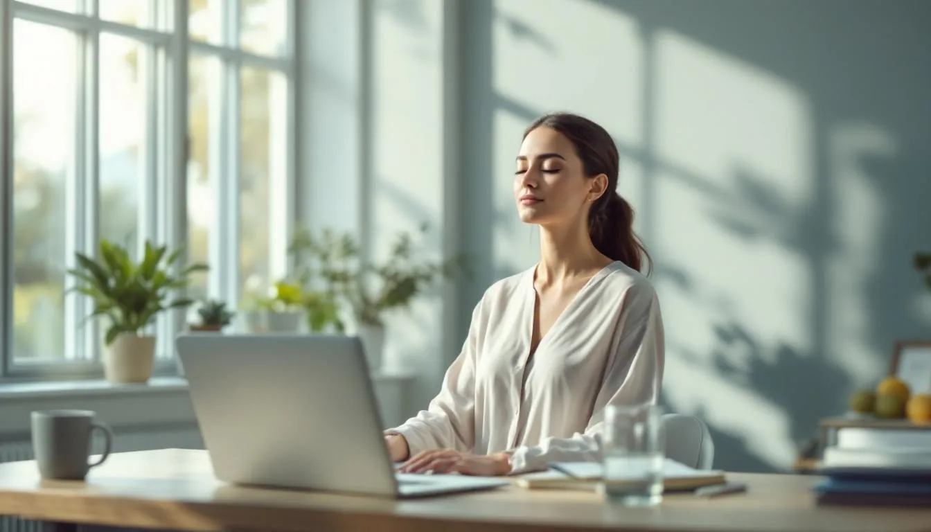 Représenatation de exercices de méditation guidée pour réduire l'anxiété au travail