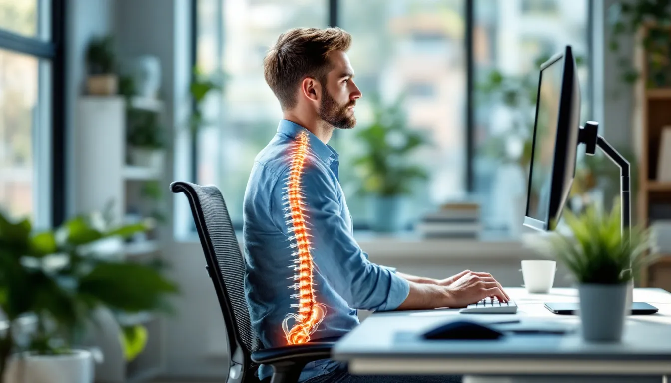 Représenatation de comment améliorer sa posture au bureau pour homme