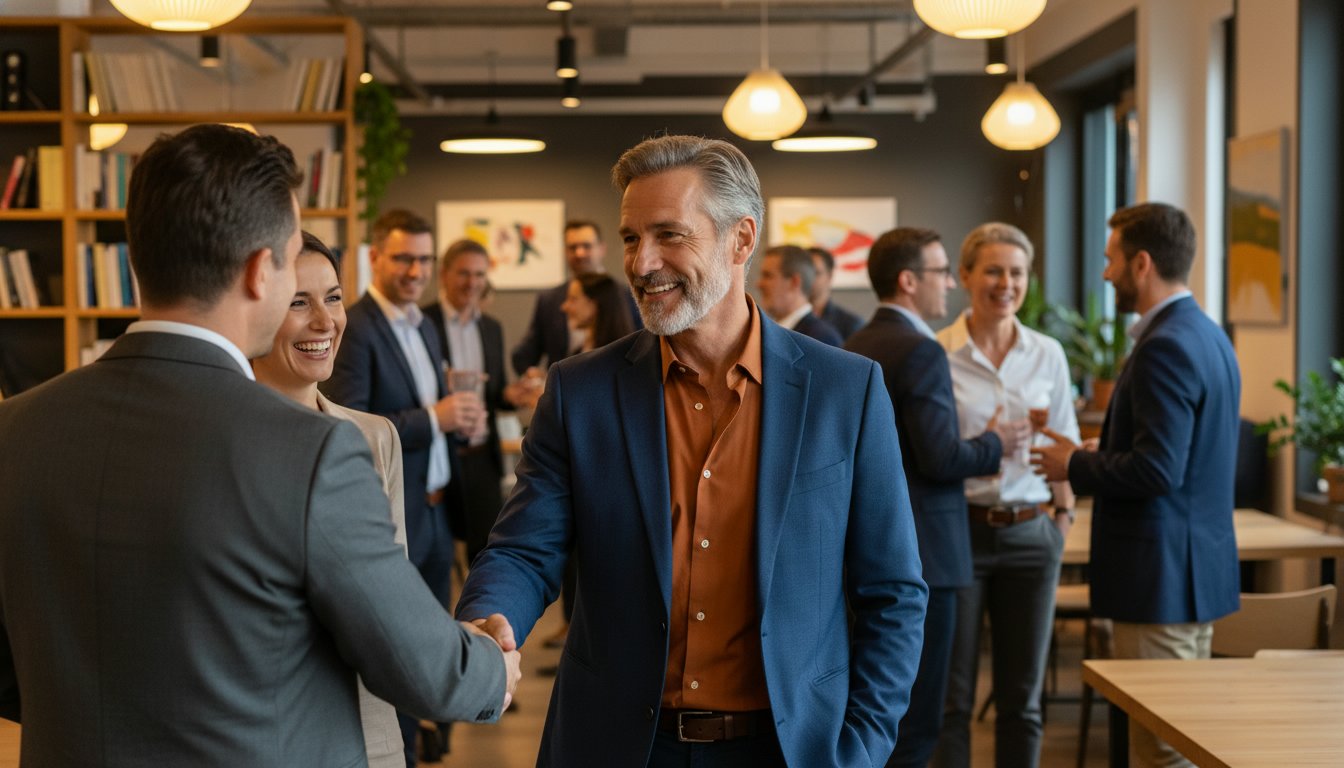 Représenatation de stratégies de networking pour hommes en reconversion